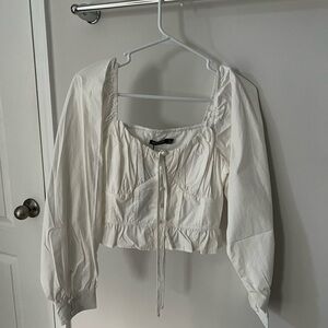 Nasty Gal White Long Sleeve Crop Top